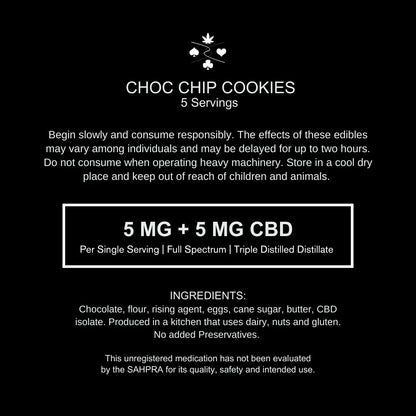 Choc Chip Cookies 5mg + 5mg CBD - Full Spectrum